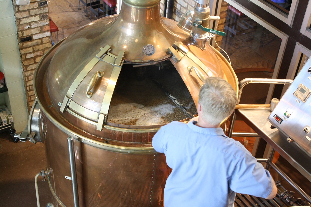 Beer brewing in a large tank