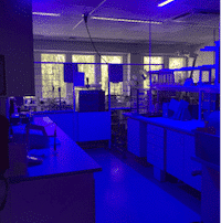 Et laboratorium dekontamineret af UVC lys